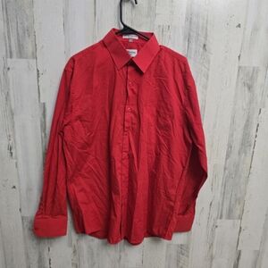 Berlioni Italy Mens Red Long Sleeve Dress Shirt Size Large 16-16.5 34/35